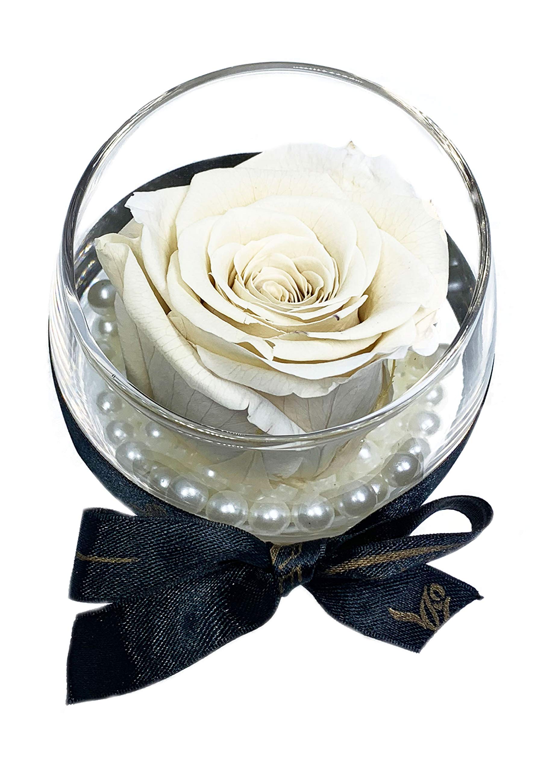 Preserved Real Rose in Glass Votive - Eternal Flower Gift (Ivory) | Perfect for Anniversaries, Weddings & Home Decor