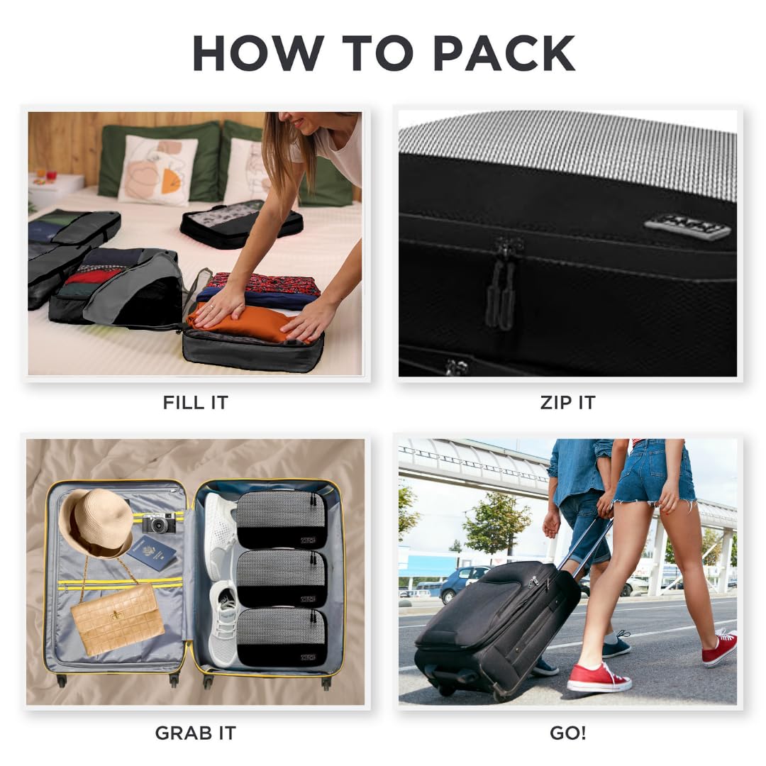 5-Piece Packing Cubes Set for Suitcases & Carry-On Luggage - Travel Organizer Bags for Efficient Packing | Perfect for Business Trips, Vacations & Weekend Getaways