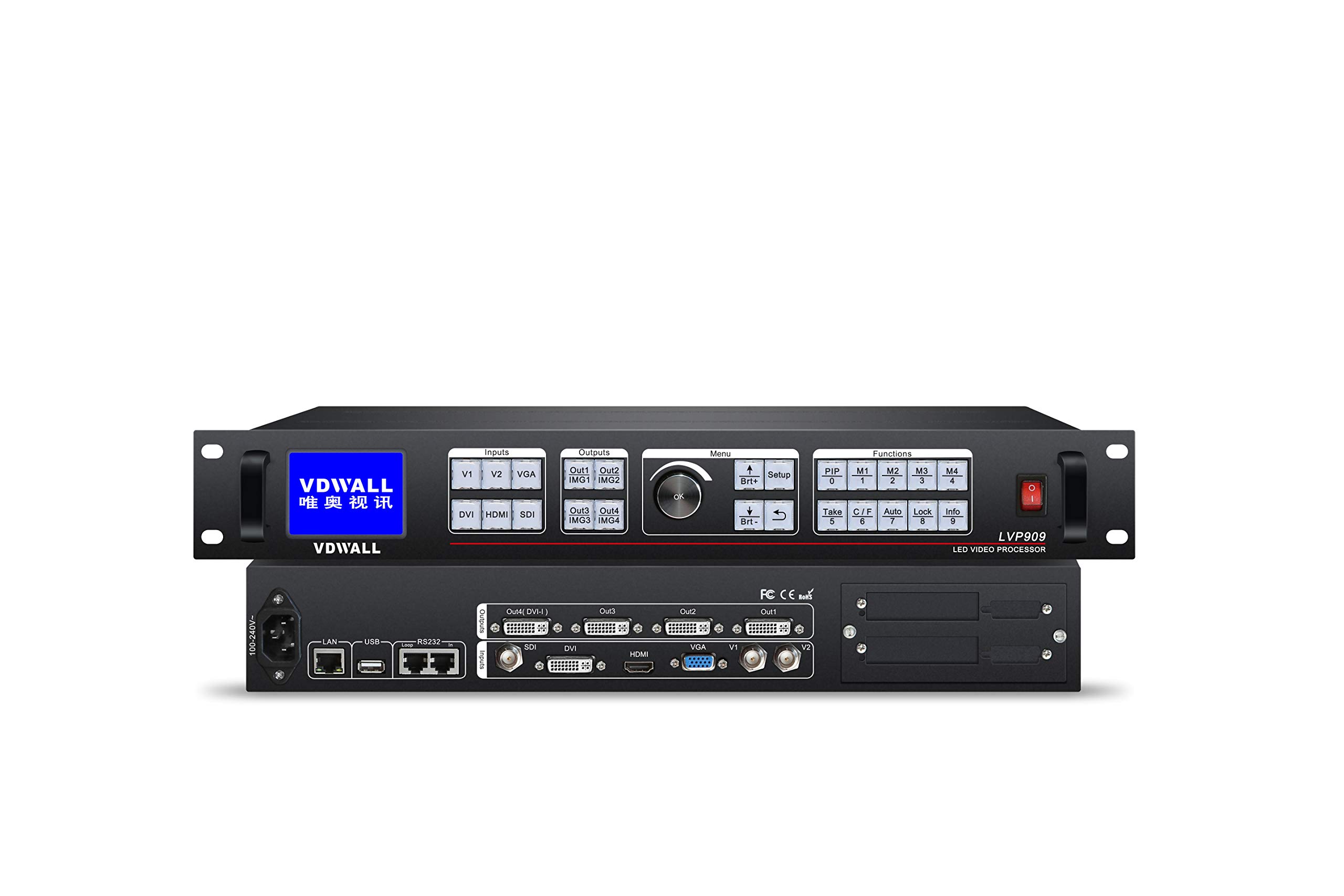 LVP909 LED HD Video Processor for LED Display - 4K UHD Resolution, HDR Support, Seamless Switching (Updated Version) - Perfect for Digital Signage, Live Events & Control Rooms