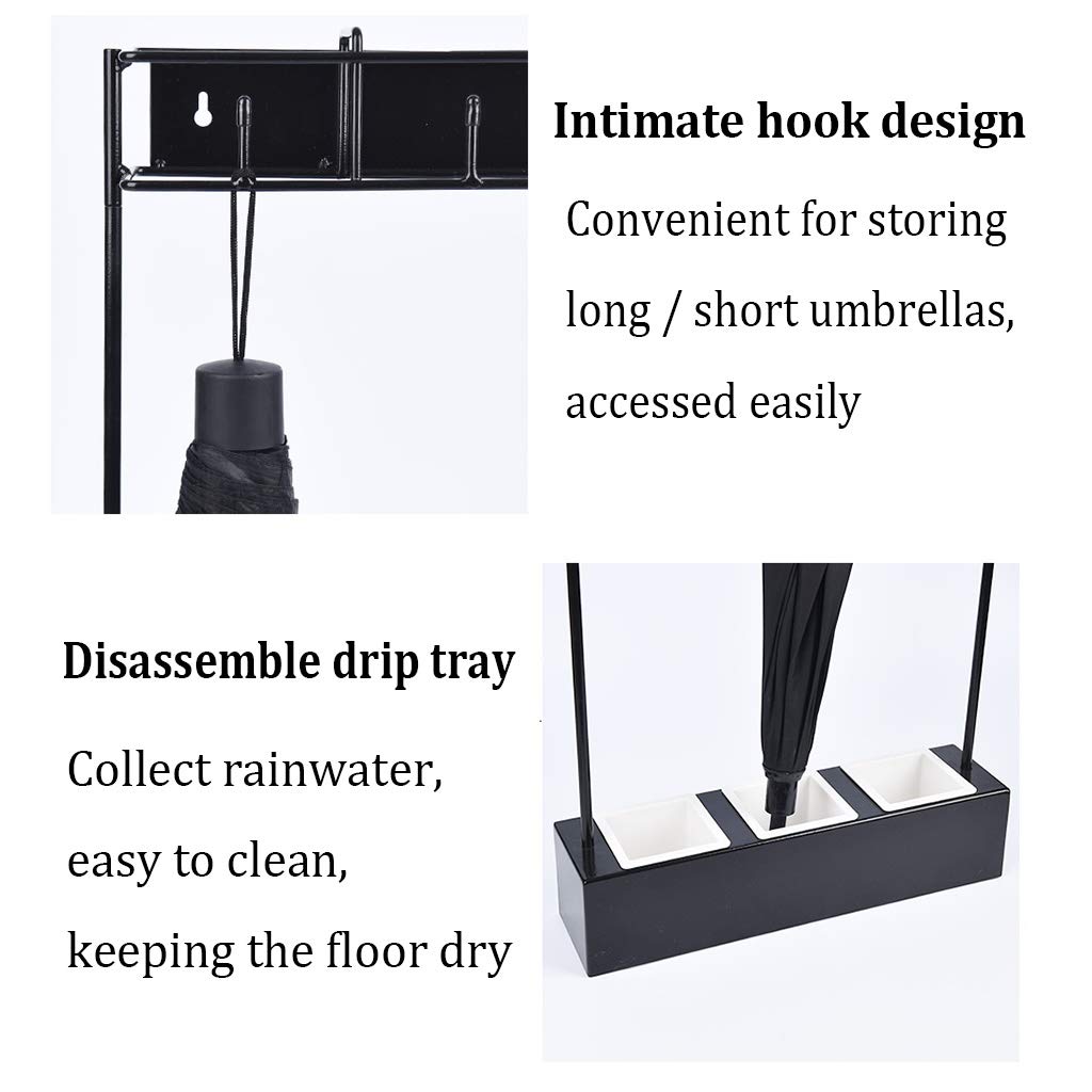 Wall-Mounted Umbrella Holder - Space Saving Umbrella Stand for Home Entryway, Durable Indoor/Outdoor Umbrella Storage Rack for Long & Short Umbrellas - Lightweight Portable Design in Black - Perfect for Apartments, Offices and Restaurants