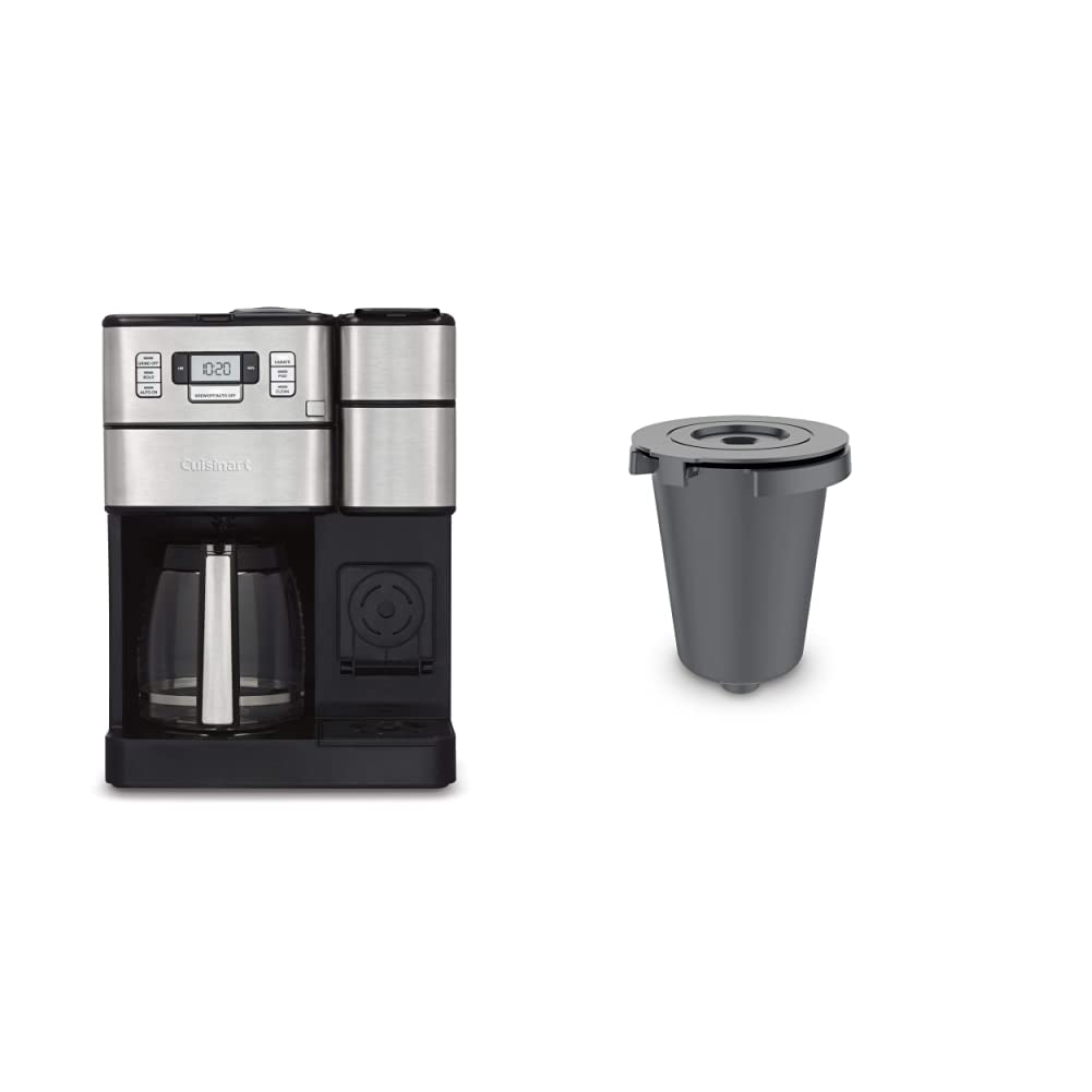 Cuisinart SS-GB1 12-Cup Grind and Brew Plus Coffee Maker with Built-in Grinder & Single-Serve Brewer - HomeBarista Reusable Filter Cup, Black/Silver - Perfect for Home Kitchens & Office Coffee Stations