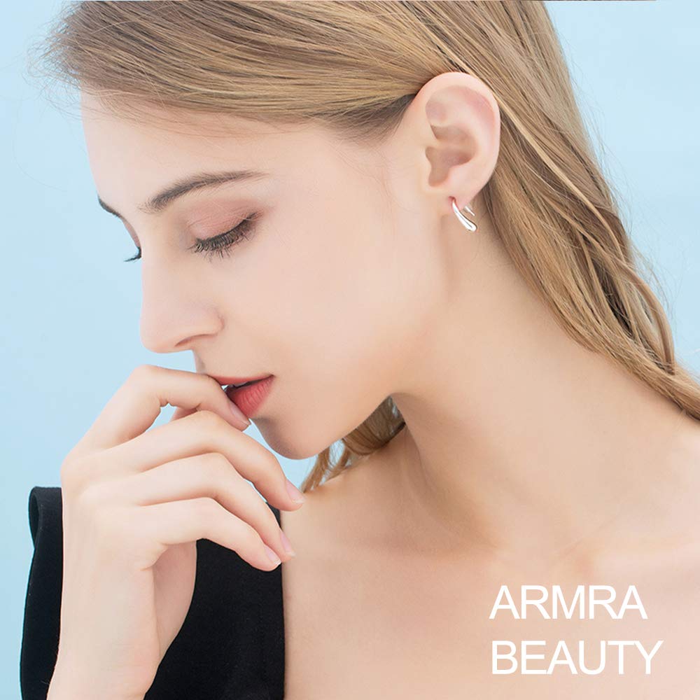 Lightweight Teardrop Gold Hoop Earrings for Women - 14k Gold Plated Chunky Huggie Earrings, High Polished Statement Jewelry Gift | Trendy Black Hoops for Everyday Wear, Parties & Special Occasions