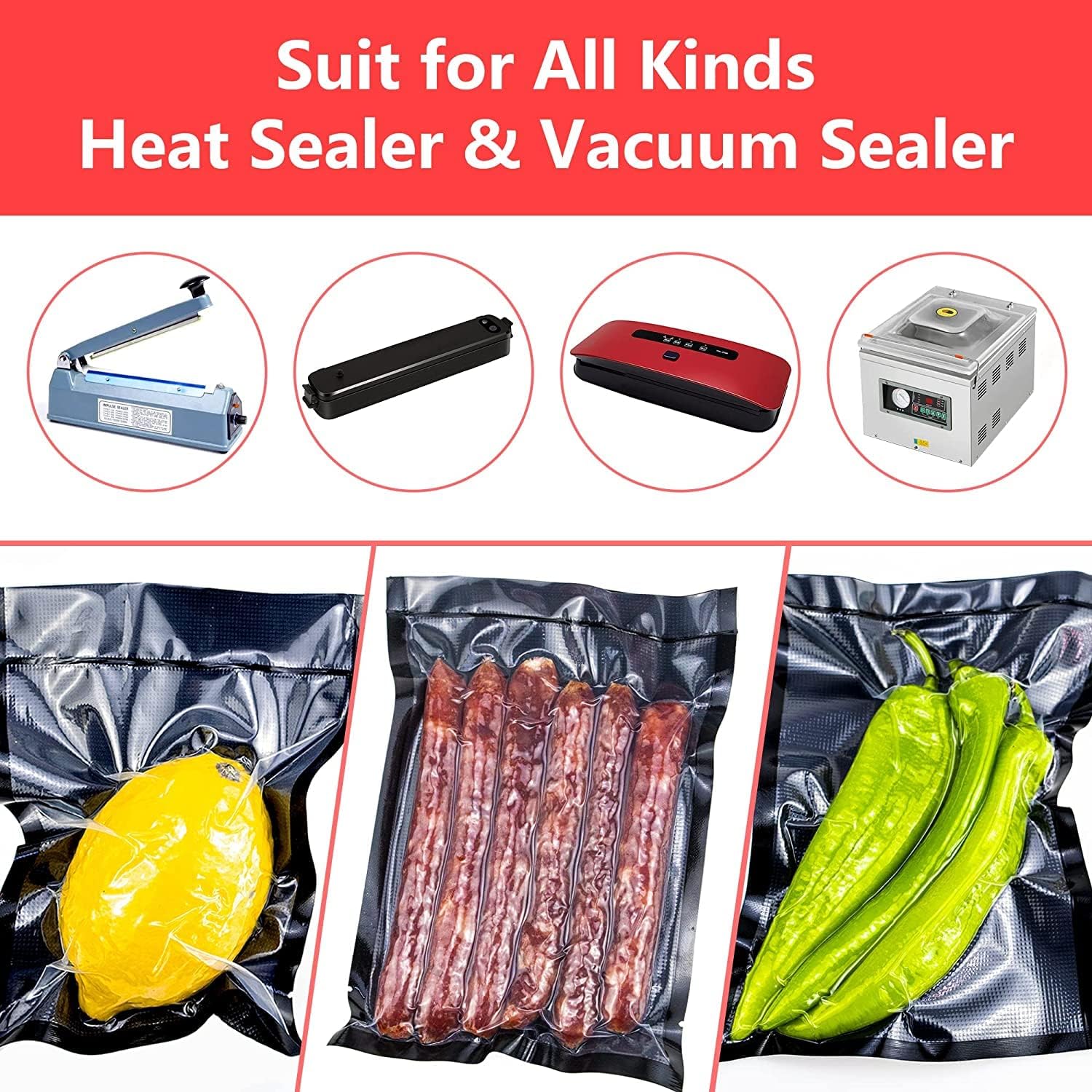 CANLENPK 2.7×4 Inch/7x10cm Mini Vacuum Sealer Bags - 100PCS Heavy Duty Precut Food Storage Bags for Meal Prep, Snacks, Fruits & Nuts | Boil, Steam, Heat & Freeze Safe | Commercial Grade Sealable Bags (Black Back) - Perfect for Kitchen, Camping & Meal Prepping