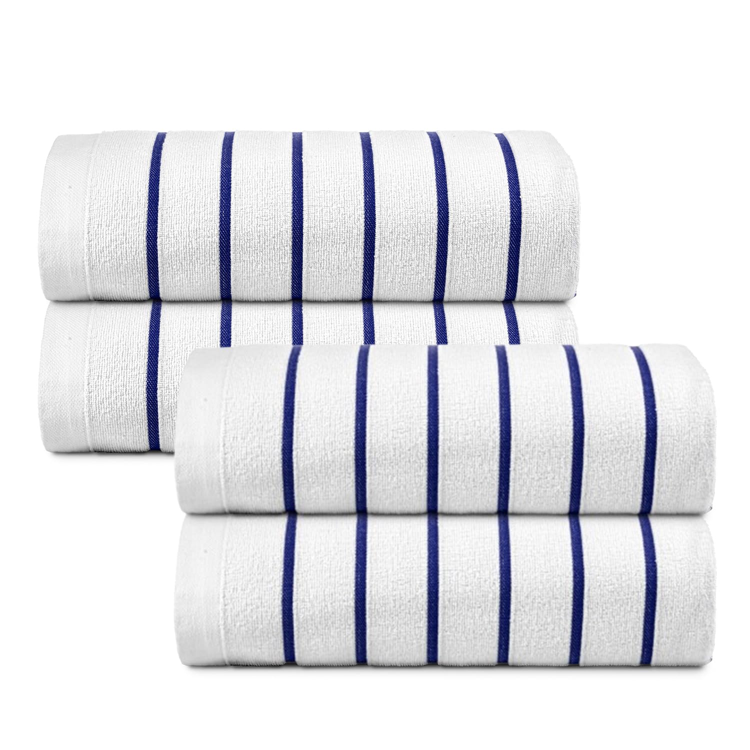 Belem Blue Horizontal Stripe Oversized Pool Towels Bulk 30x60 Inches - 60 Pack Quick-Drying Beach Towels | Highly Absorbent Spa & Hotel Bath Sheets | Soft & Durable Bulk Towels for Pool, Beach, Gym, Yoga, Travel and Home Use