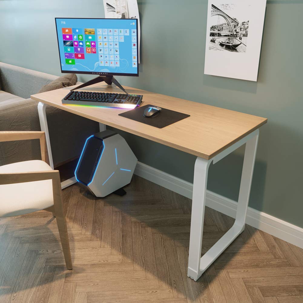 UWY Gaming Desk with Anti-Rust Steel Frame, 120x60x75cm Home Office Study Table, Durable Wooden PC Laptop Workstation for Gaming, Work, and Study