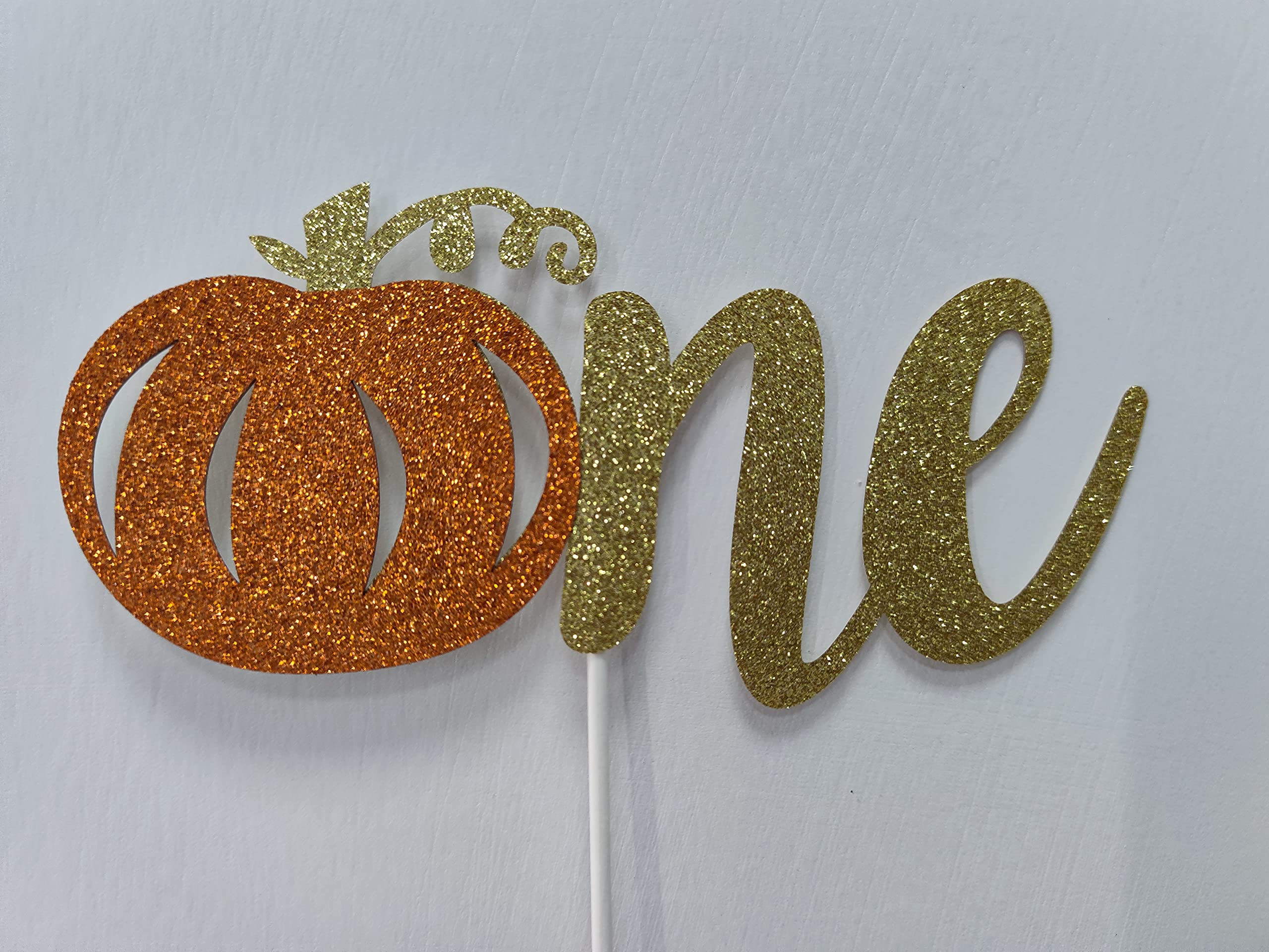 Glitter Pumpkin First Birthday Cake Topper - Little Pumpkin 1st Birthday Party Decorations, Fall Theme Cake Decor for Baby's 1st Birthday, Halloween & Autumn Celebrations