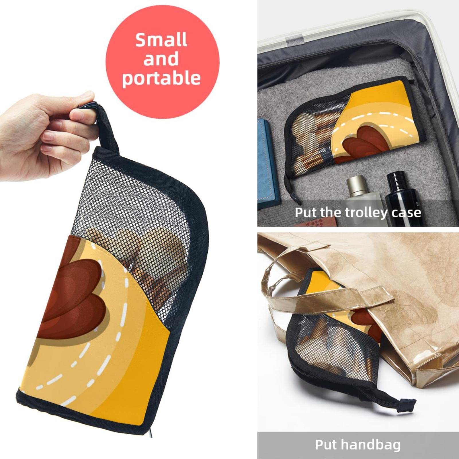 Portable Makeup Brush Organizer Bag with 12 Slots - Kawaii Cartoon Turkey Design - Travel Makeup Brush Holder Case for Home & Travel Storage (Perfect for Makeup Artists & Beauty Enthusiasts)