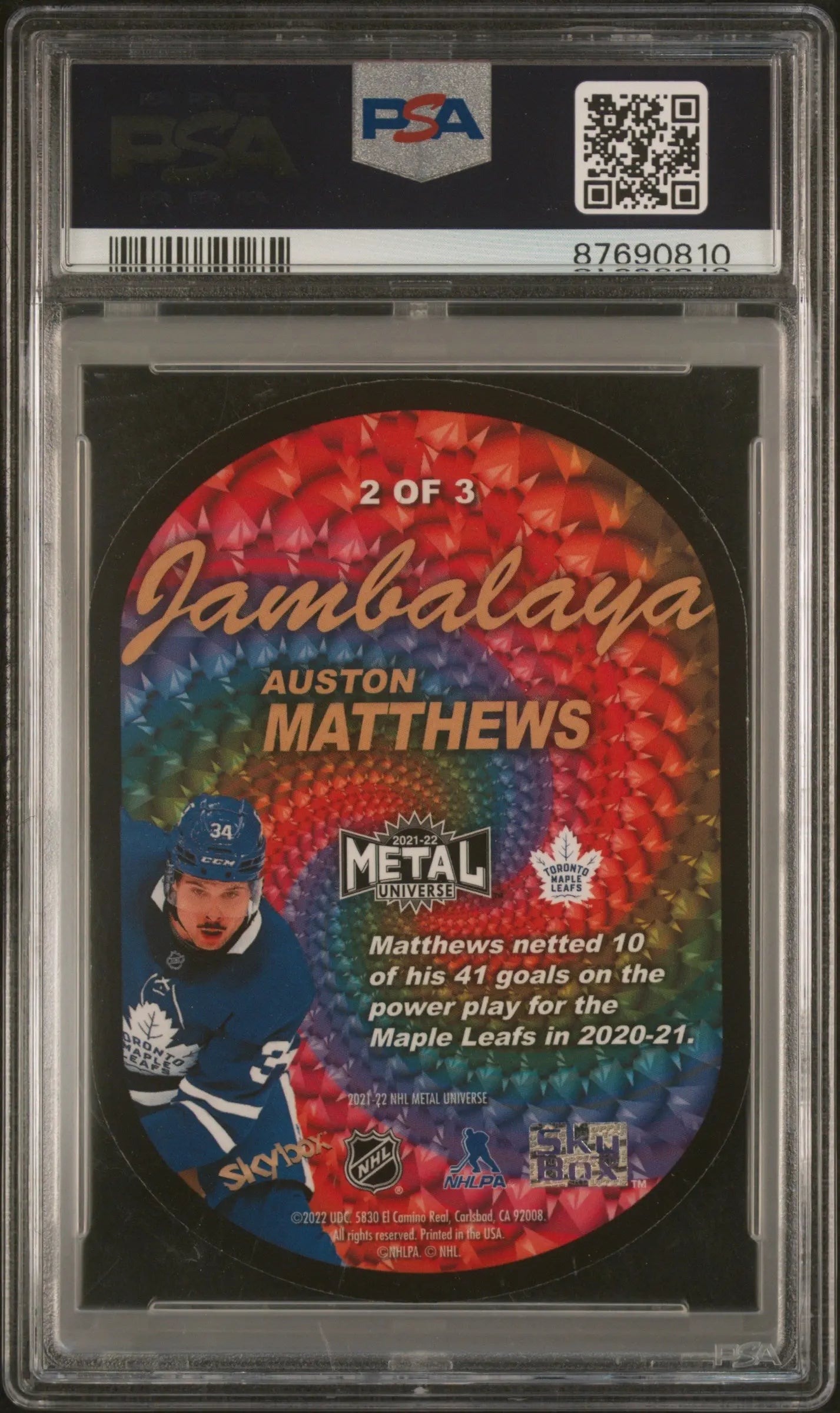 2021-22 Skybox Metal Universe Jambalaya Achievement Auston Matthews PSA 10 Graded Hockey Card - Perfect for Collectors, Sports Memorabilia & Investment