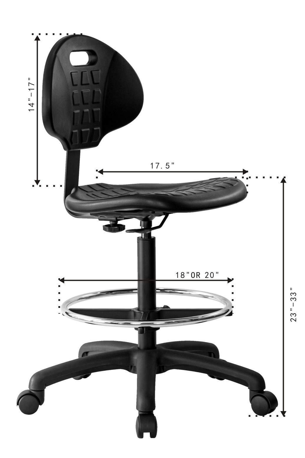 Ergonomic Adjustable Drafting Stool with Casters - 23