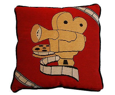 Premium Home Theater Throw Pillows - 100% Cotton Movie-Themed Cushions with Cinema Camera Design - Perfect for Movie Nights & Home Decor - USA Made