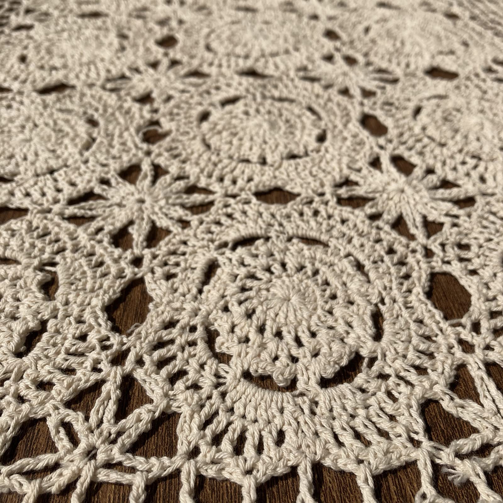 Hsvanyr Beige Rectangular Cotton Crochet Lace Table Runner - Handcrafted 19x31 Inch Dining Room Centerpiece for Elegant Home Decor