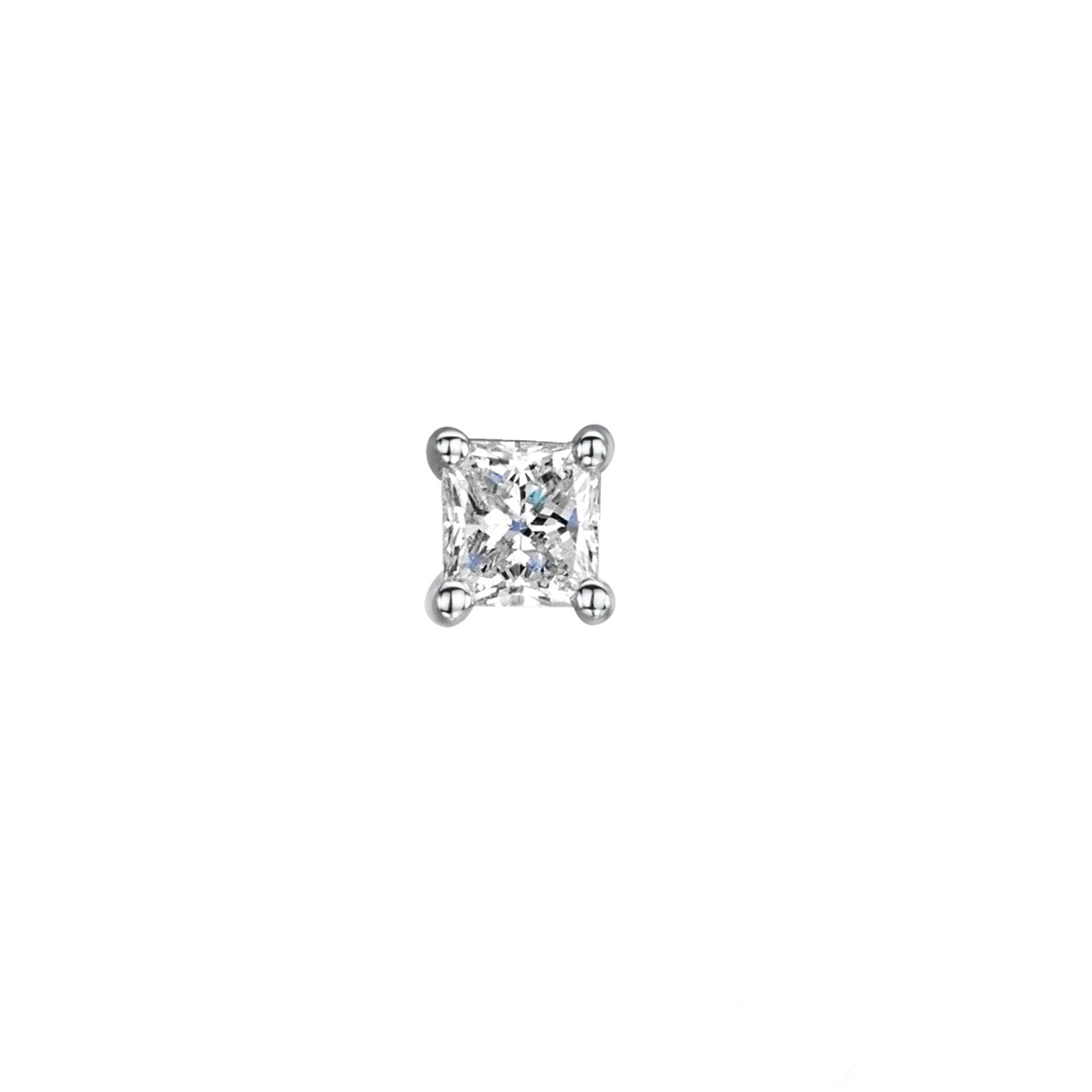 18ct White Gold Princess Cut G/H SI Diamond Solitaire Earrings 0.70ct - Elegant Wedding Jewelry & Anniversary Gift for Her