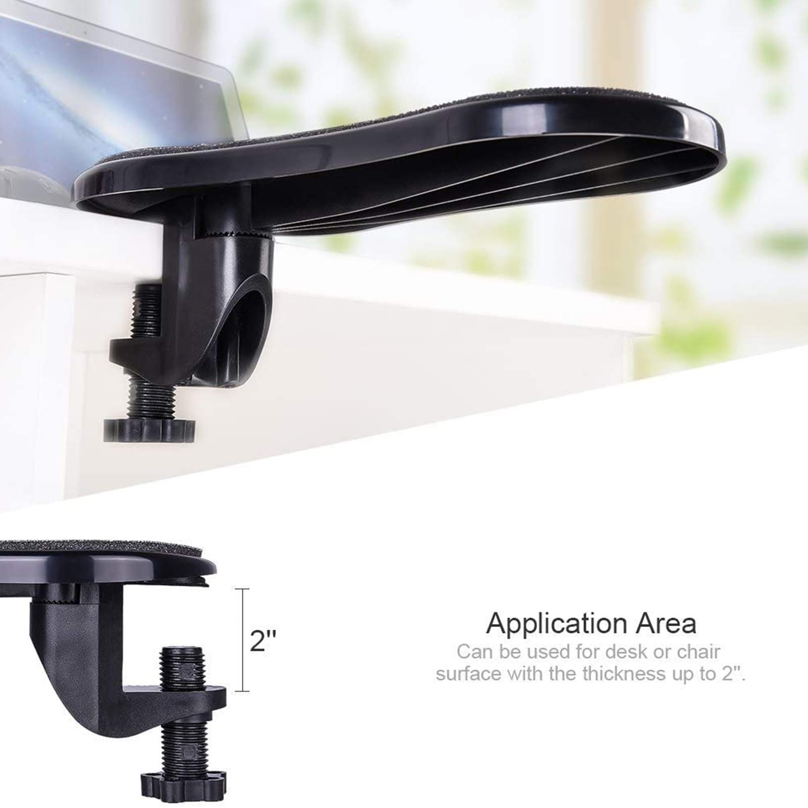 Ergonomic Adjustable Computer Armrest Wrist Rest - Desk Mounted Home Office Mouse Pad Arm Support for Pain Relief (Black) | Perfect for Long Hours of Typing, Gaming & Office Work