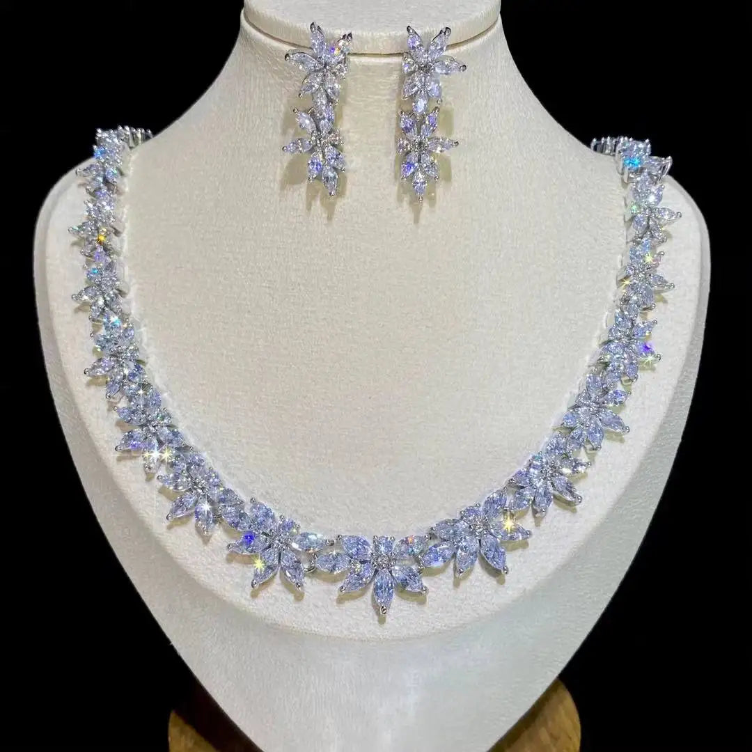 2PCS Elegant Crystal Necklace Set for Women - Bridal Jewelry, Wedding Party Accessories - Perfect for Bridesmaids, Prom, and Formal Events