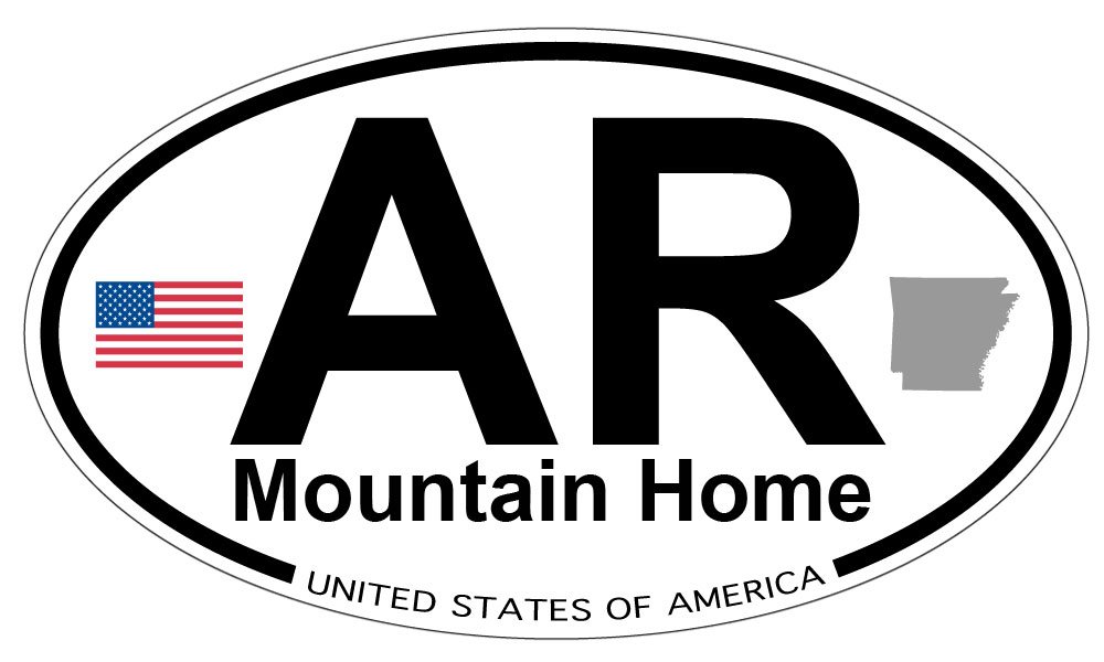 Premium Mountain Home Arkansas Oval Sticker - Decorative Vinyl Decal for Laptops, Water Bottles & Travel Gear