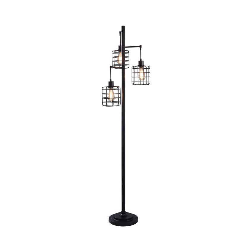 Madison Bronze Cage Chandelier Floor Lamp - Elegant Vintage Lighting for Living Room, Bedroom & Office Decor