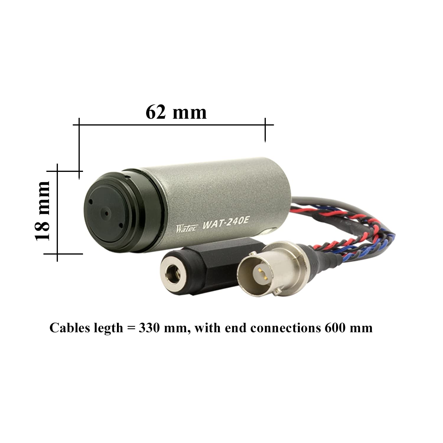 Watec WAT-240E CB G3.8 NTSC Adjustable Bullet Camera - 1/4 inch CMOS Sensor Mini Security Camera for Body, Action & Medical Use - Ideal for Home Surveillance, Outdoor Adventures & Clinical Monitoring