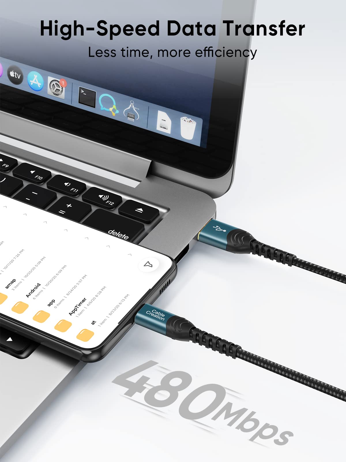 CableCreation USB to USB C Cable 3A Fast Charging 1FT - Durable Double-Braided USB-A to USB-C Charger Cord Compatible with iPad Mini, Galaxy S21/S20/S10/S9, Note 10/9, PS5 Controller - Perfect for Home, Office & Travel Charging (Blue)