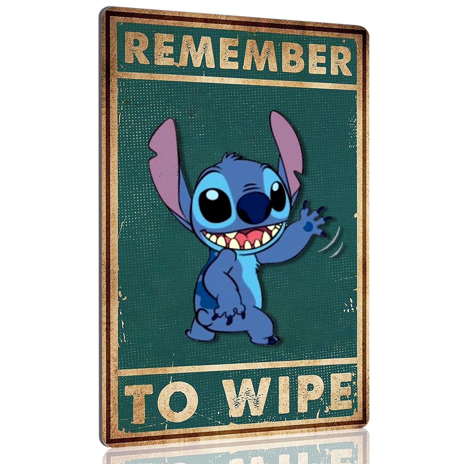 Stitch Bathroom Decor Metal Tin Sign - Remember to Wipe - Cute Kitchen & Home Accessories - 8×12 Inch Wall Art - Perfect for Bathroom, Bedroom, or Christmas Gifts - Great for Disney Fans & Home Decor