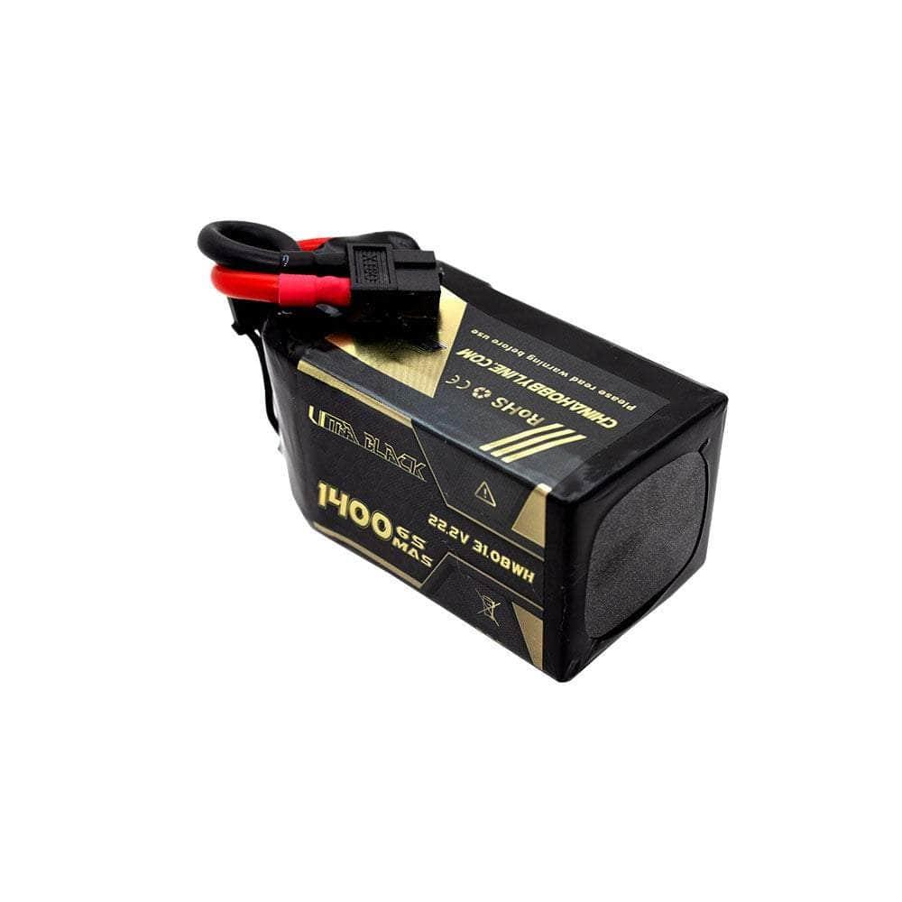 CNHL Ultra Black Series 22.2V 6S 1400mAh 150C LiPo Battery with XT60 Connector - High Performance RC Drone & Airplane Battery for FPV Racing and Long Flight Time