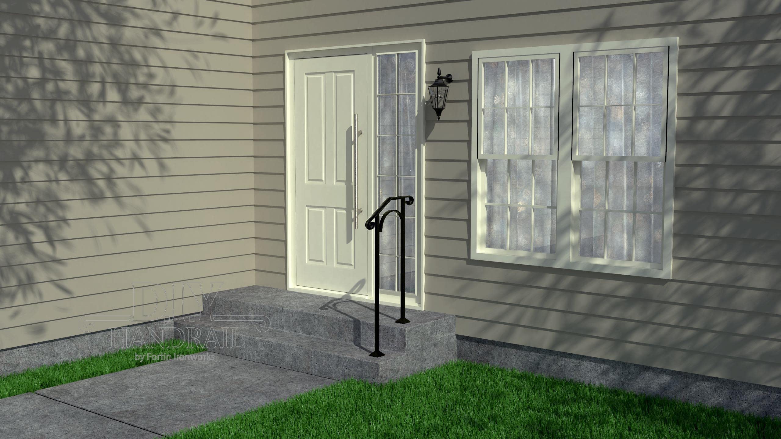 Fortin Ironworks Wrought Iron Handrails - Outdoor Stair Railing for Steps, DIY Handrail Arch #1 with Concrete Fastener Kit | Perfect for Porch Steps, Garden Stairs & Deck Safety