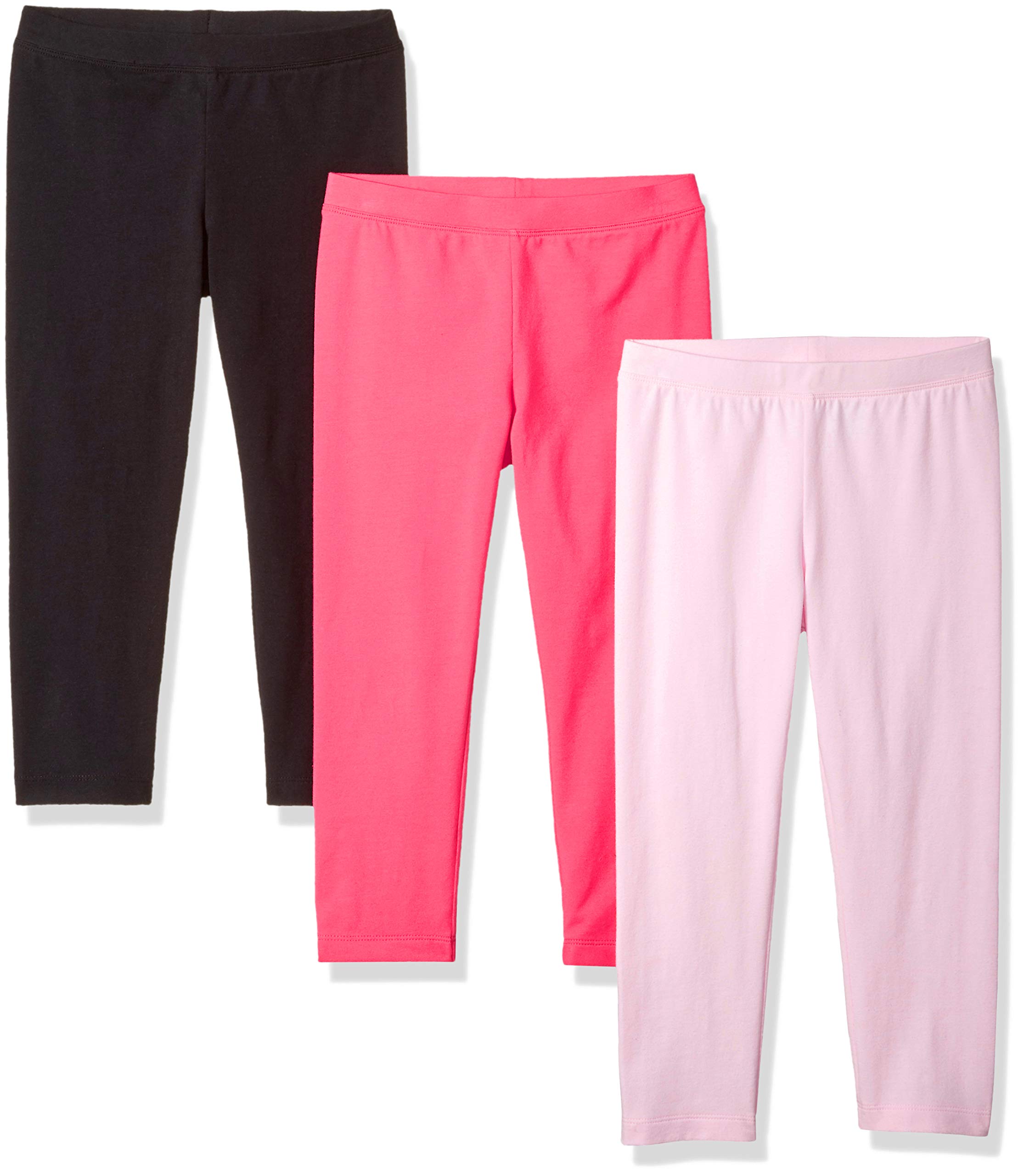 Amazon Essentials Girls' & Toddlers' 3-Pack Capri Leggings - Soft Stretch Cotton, Comfortable Fit for Play, School & Everyday Wear
