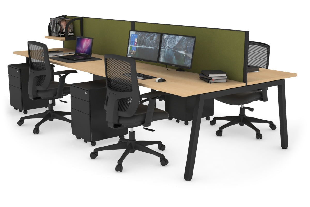 Quadro 4-Person Office Workstation Desk - 1400L x 700W Dimensions - Perfect for Team Collaboration, Open Office Spaces & Coworking Environments