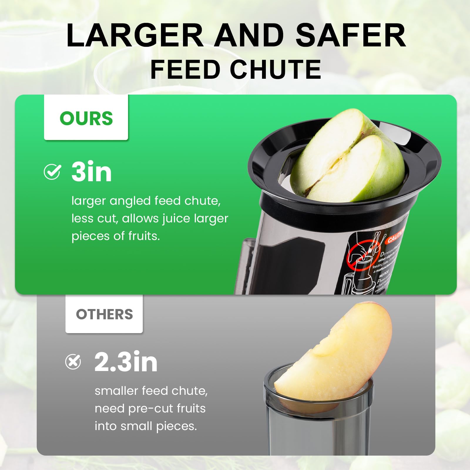 Ventray Cold Press Juicer - 240W Slow Masticating Juicer Machine with 3-inch Large Feed Chute for Whole Fruits & Vegetables, High Juice Yield, Easy to Clean - Perfect for Healthy Juicing, Detox Drinks, and Raw Food Diets at Home