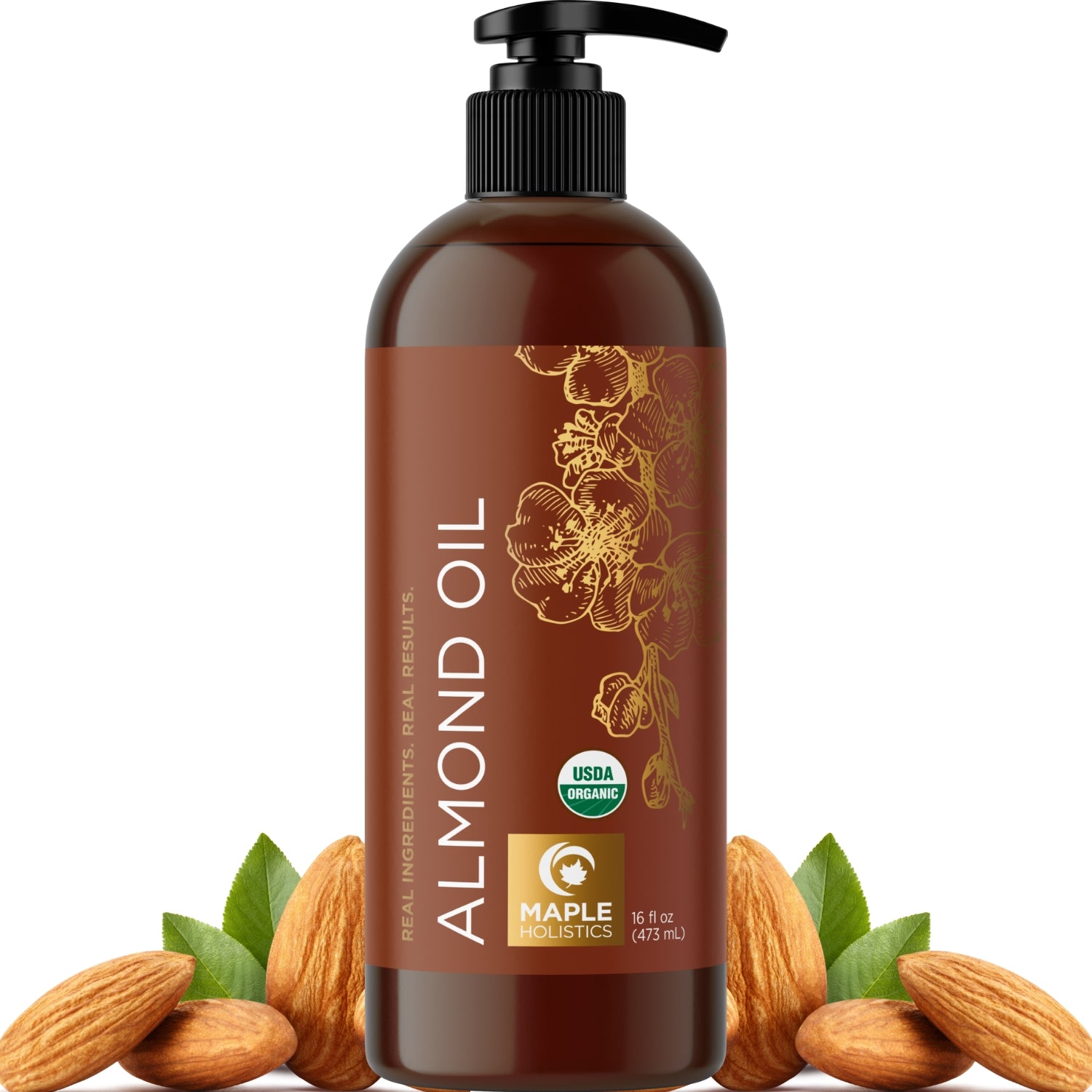 Pure Organic Sweet Almond Oil for Hair & Skin - Cold Pressed, Unrefined, 100% Natural Moisturizer - Perfect for Massage, Aromatherapy & DIY Beauty Recipes