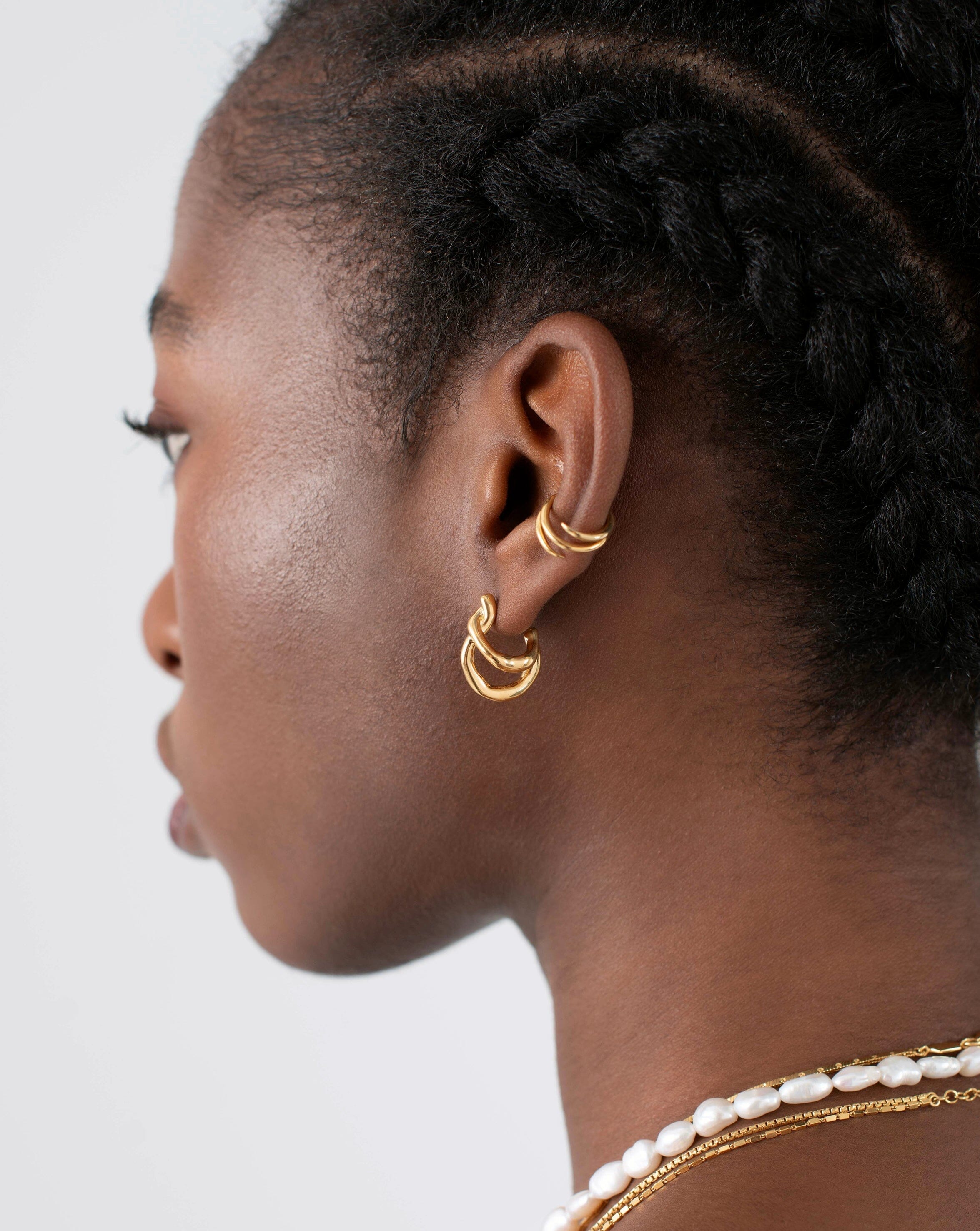 Stylish Molten Twisted Small Double Hoop Earrings for Women - Trendy Gold & Silver Layered Hoop Earrings for Everyday Wear, Date Night & Special Occasions