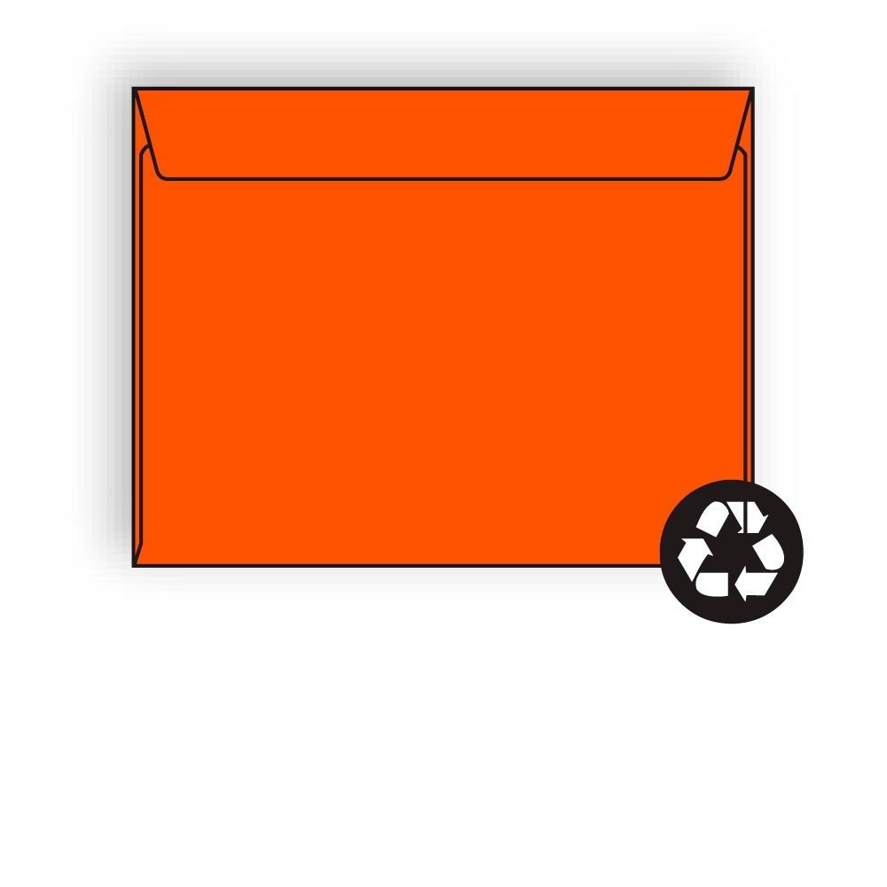 6 x 9 Inch Open Side Booklet Envelopes - 24lb Recycled Acid-Free Bright Orange with Side Seams (500 Count Box) - Perfect for Mailing, Business Correspondence & Wedding Invitations