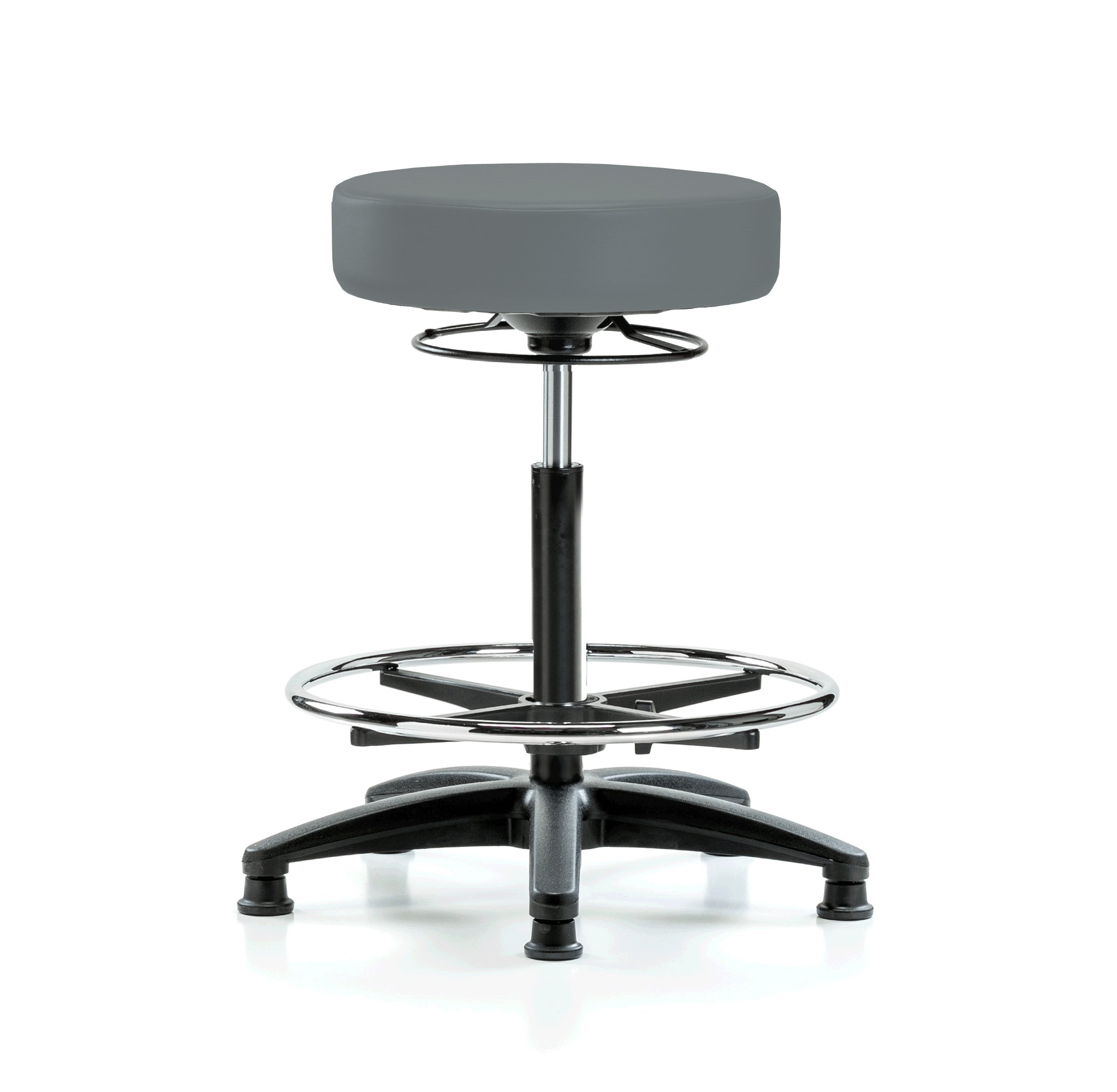 360 Degree Swivel Massage Stool with Adjustable Height & Footrest - 300 lb Weight Capacity - Cinder Fabric - Perfect for Massage Therapy, Salon, Spa & Home Use