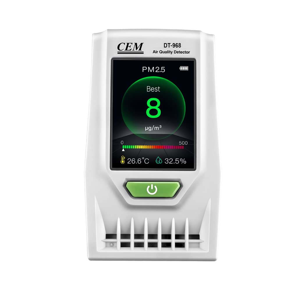 **CEM Air Quality Monitor - Accurate PM2.5 PM10 Detector with Humidity & Temperature Sensor | Real-Time Data & Mean Value Recording | Ideal for Indoor Air Quality Testing, Home, Office & School**
