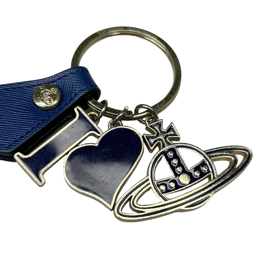 VIVIENNE WESTWOOD I Love VIVIENNE Keychain Keyring - Navy & Gold Fashion Accessory for Bags, Keys & Gifts - Perfect for Everyday Use & Stylish Outfits