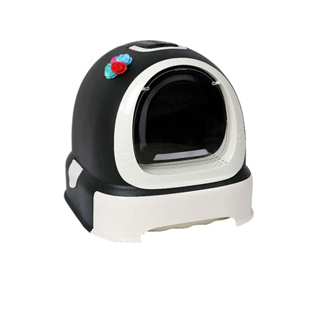 Self-Cleaning Cat Litter Box - Large Enclosed Space, Splash-Proof Design, Easy Clean Drawer System for Odor Control | Perfect for Multi-Cat Homes & Small Apartments | Black Cat Toilet Supplies for Indoor Cats