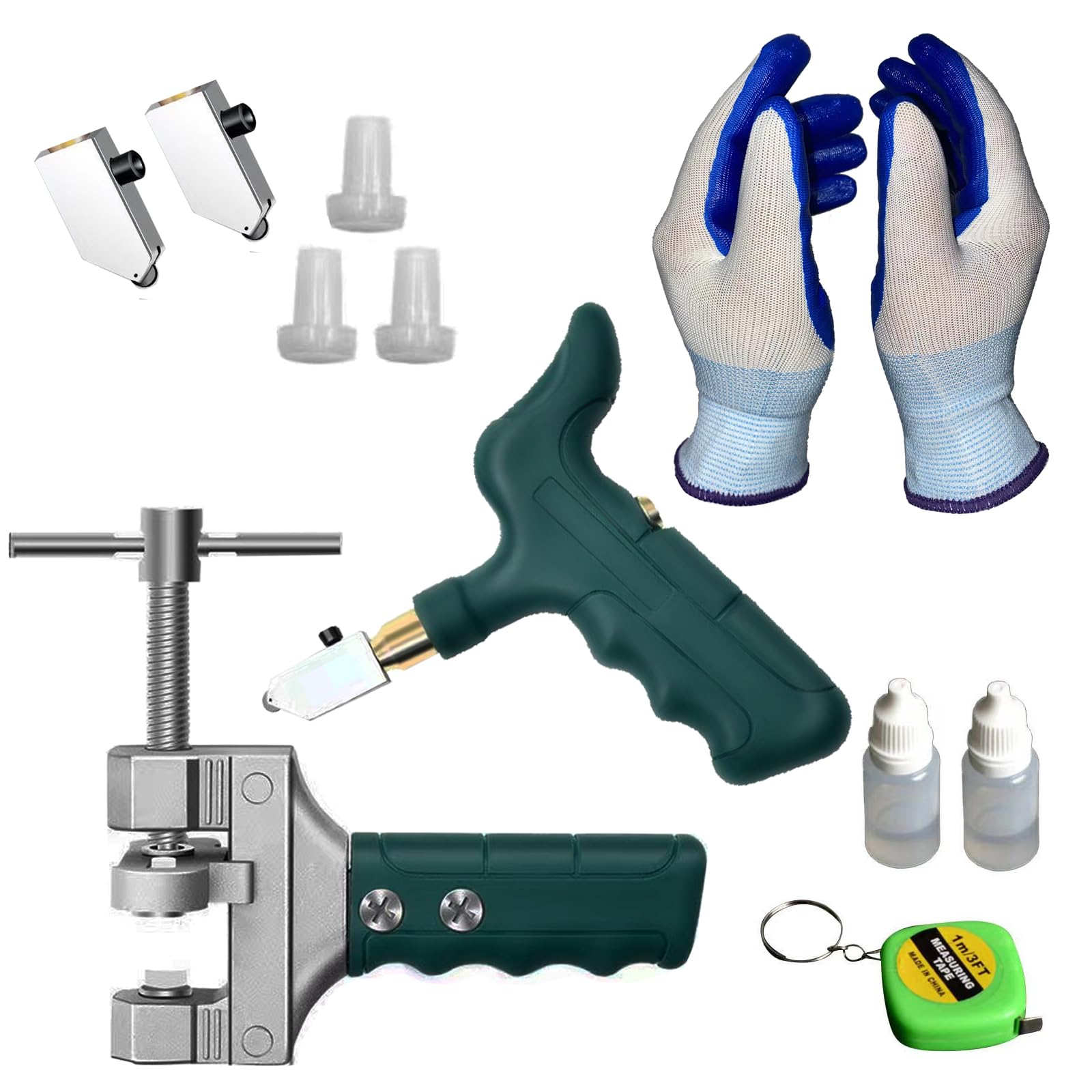 12-Piece Glass & Tile Cutter Tool Set - Professional Mirror Cutting Kit with Ceramic Tile Cutter - Perfect for DIY Home Projects, Glass Art, and Bathroom Renovations