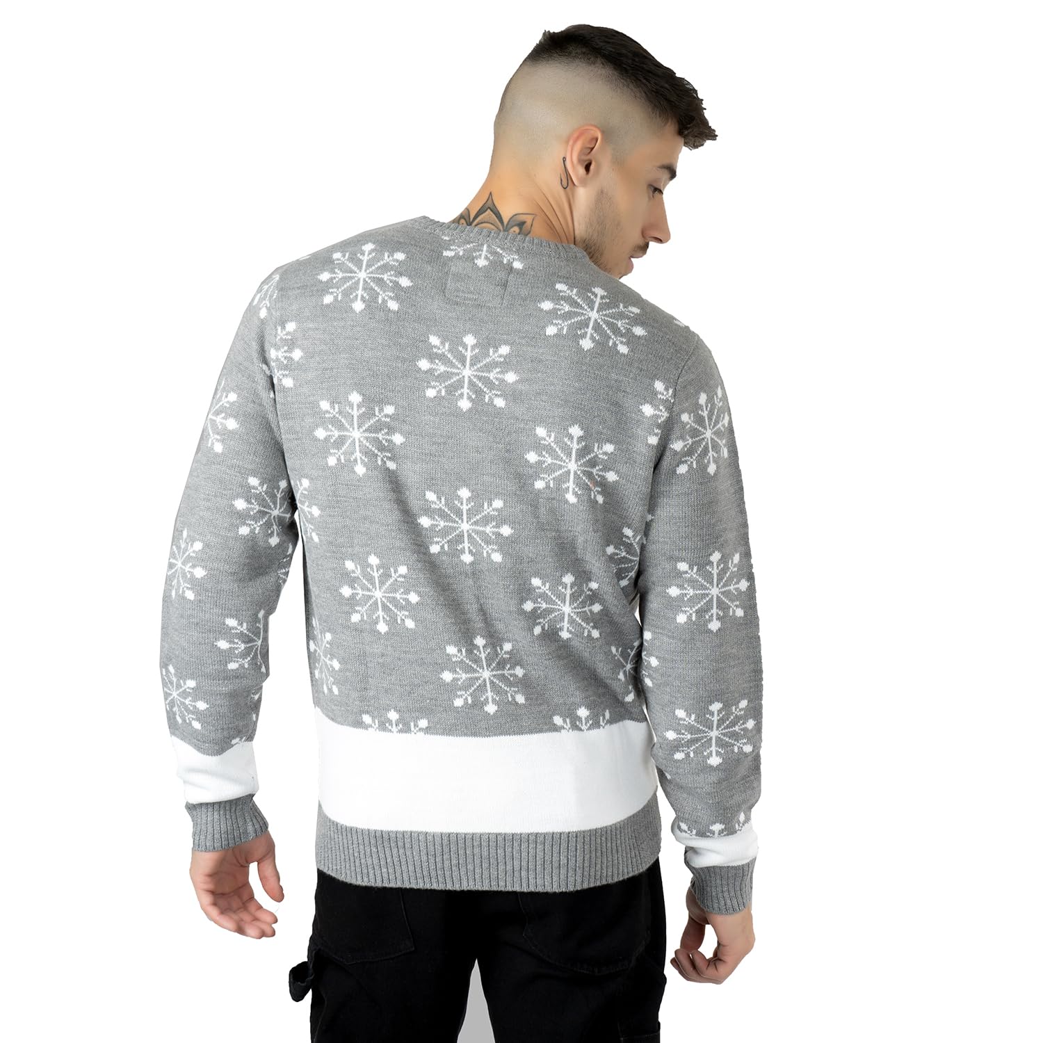 NOROZE Christmas Sweater for Men & Women - Elf Knit Jumper (Grey, XXL) - Holiday Party Wear