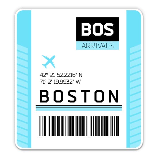 Squiddy Boston Logan International Airport Code BOS Vinyl Travel Luggage Tag - Durable 5