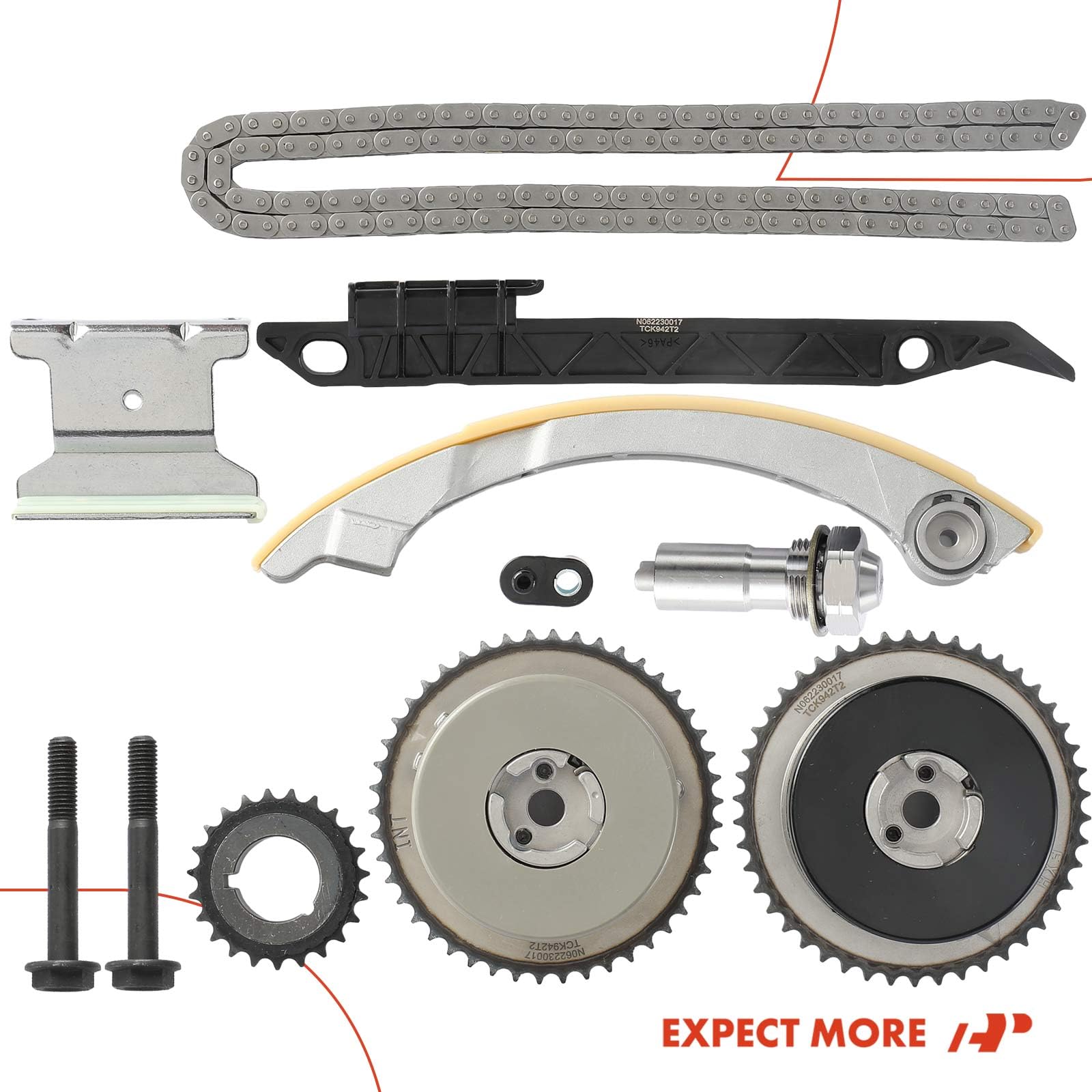 Premium Engine Timing Chain Kit with Damper, Guide & VVT Sprocket - Compatible with Chevy, GMC, Pontiac, Buick, Saab & Saturn (Fits HHR, Equinox, Regal, 9-5, Sky) - DOHC 4Cyl 2.2L 2.4L Replacement Part - Perfect for Engine Repair & Maintenance