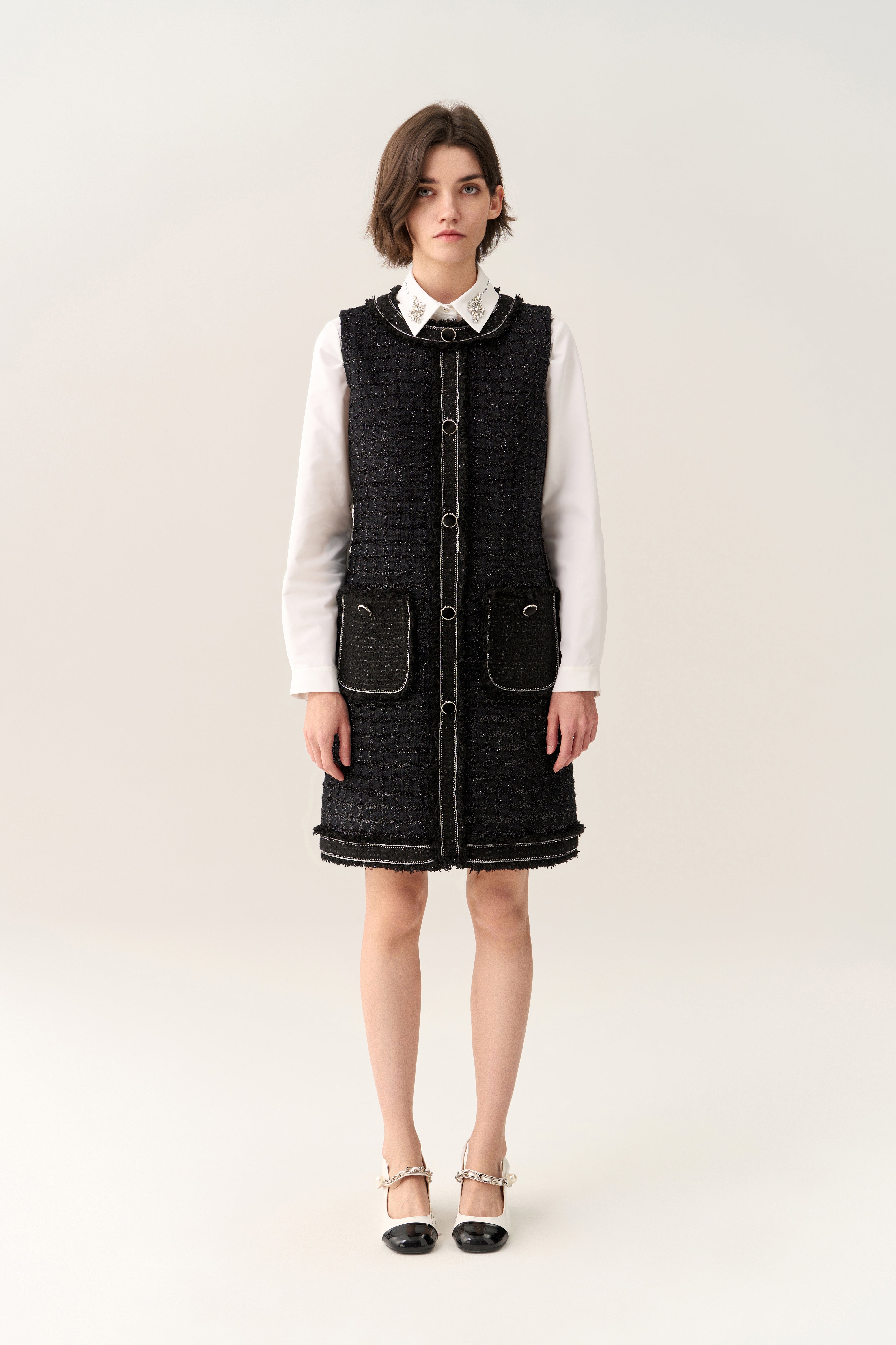 Stylish Lurex Sleeveless Tweed Dress for Women - Elegant Party & Cocktail Outfit | Perfect for Evening Events, Weddings & Night Out