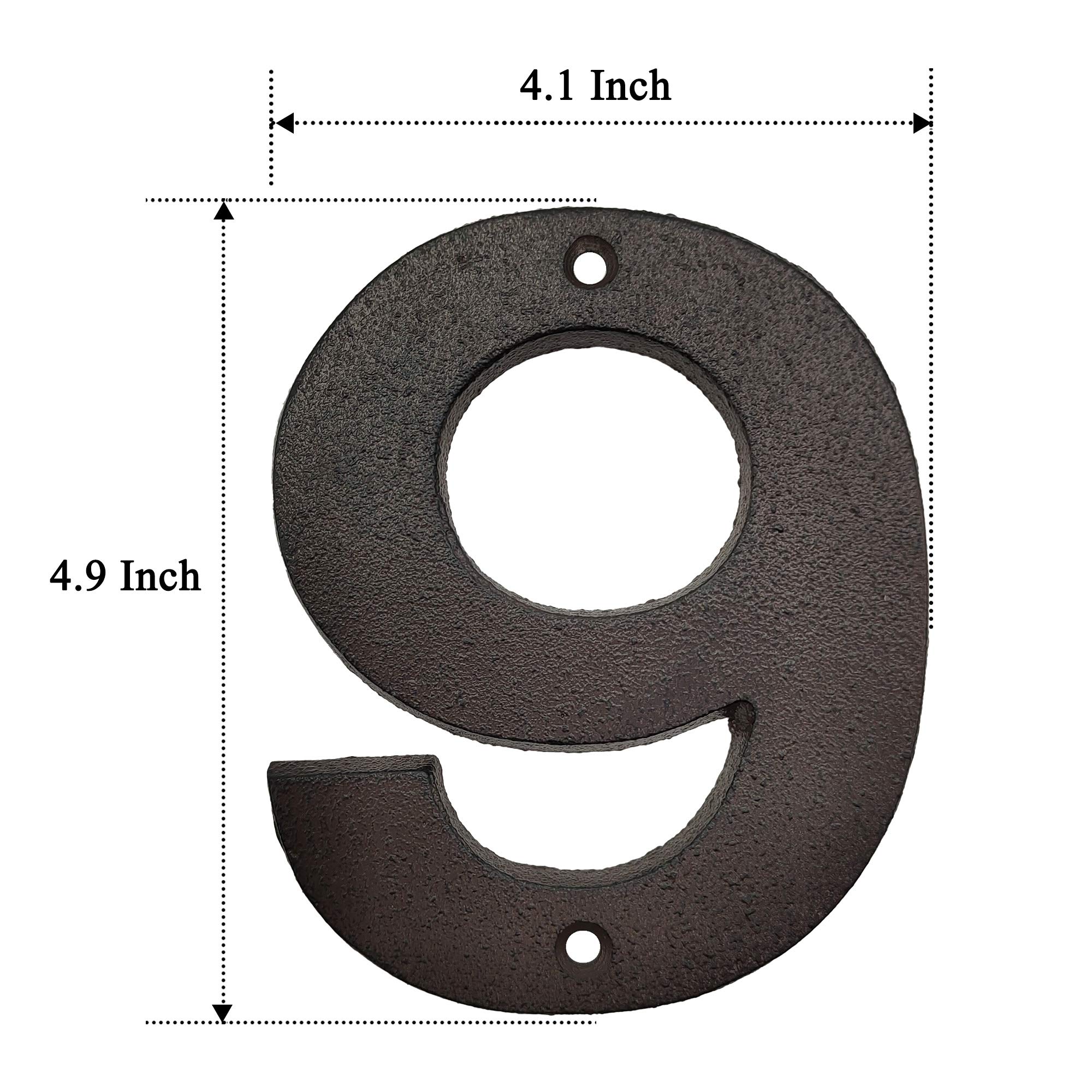 4.9 Inch High Outdoor House Numbers - Durable Home Address & Mailbox Numbers (Number 9) - Perfect for Front Door, Porch, Fence & Curb Appeal