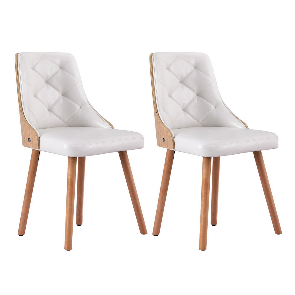2 Pack Artiss White PU Leather Dining Chairs - Modern Kitchen & Dining Room Furniture for Home, Restaurant, Cafe & Office Use
