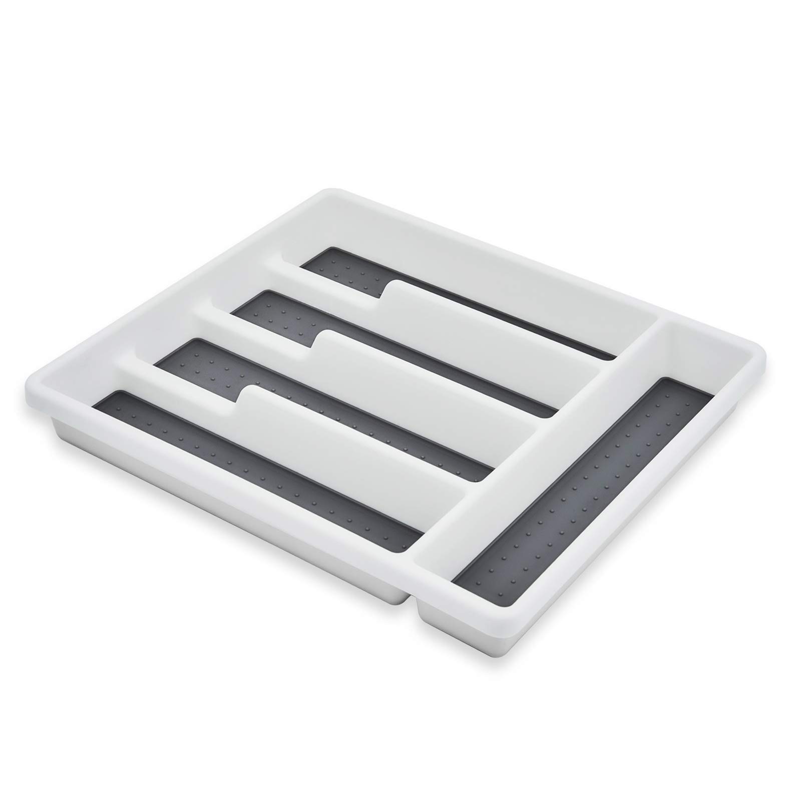 HaWare 5-Section Silverware Tray for Kitchen Drawer - Flatware Organizer & Cutlery Holder with Soft Grip Lining & Non-Slip Rubber Feet | Multi-Purpose Storage Solution for Utensils, Office Supplies & Bathroom Essentials | Perfect for Home Organization & Space Saving