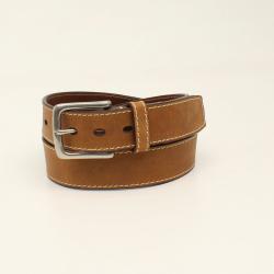 Ariat Men's Embroidered Logo Leather Belt - Medium Brown Western Belt for Cowboy, Rancher & Outdoor Work