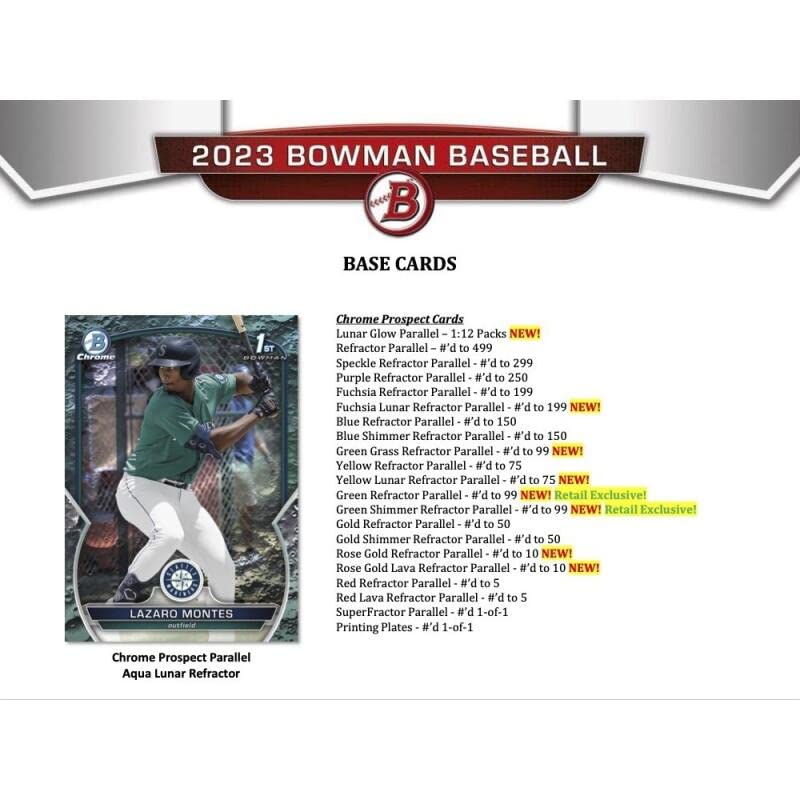 2023 Bowman Baseball Value Box - 6 Packs per Box | MLB Trading Cards Collection | Perfect for Sports Fans, Collectors & Fantasy Baseball Enthusiasts