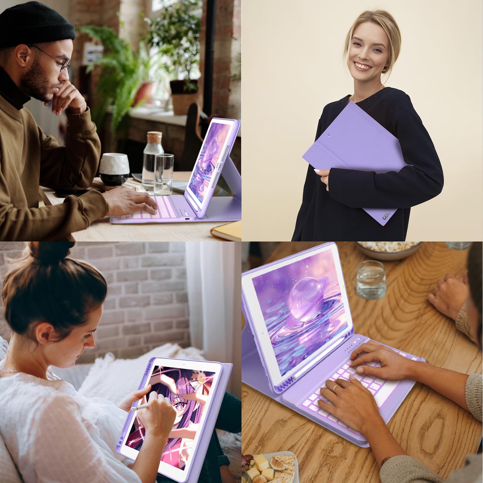 FUWANG Detachable Backlit Keyboard Case for iPad 9th/8th/7th Gen 10.2 inch, iPad Pro 10.5 & iPad Air 3rd Gen - 7 Color LED Backlight with Stand & Apple Pencil Holder | Perfect for Work, Study & Travel