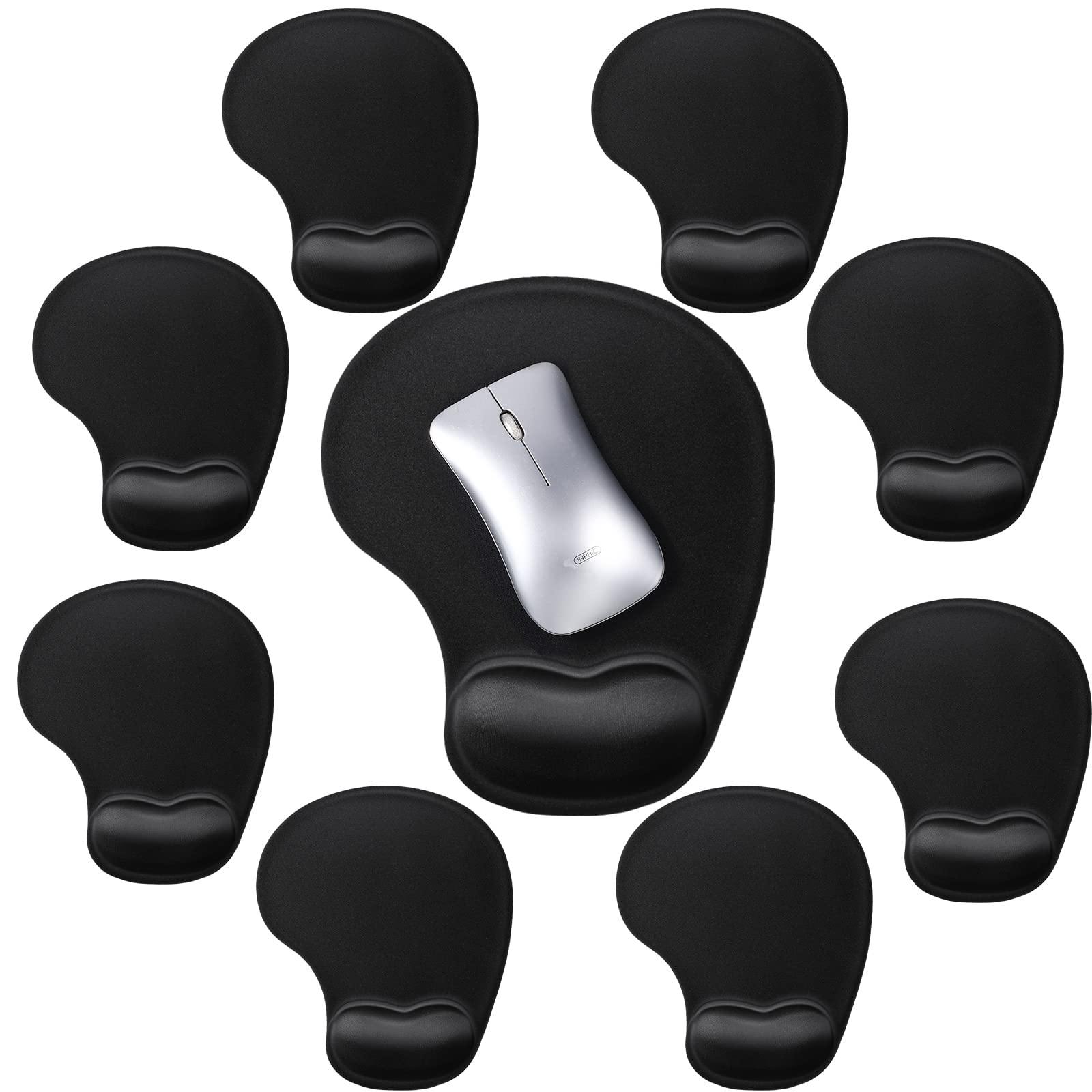 9 Pack Ergonomic Mouse Pad with Gel Wrist Support - Memory Foam Non-Slip PU Base for Pain Relief - Perfect for Computer, Laptop, Home Office & Travel Use