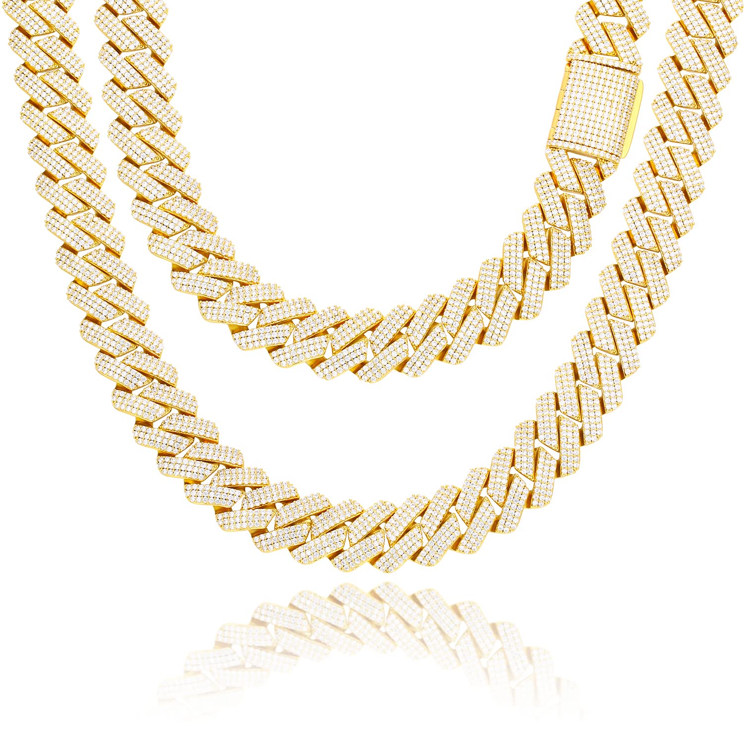 20mm Cuban Link Chain for Men & Women - 18k White Gold Plated Iced Out Hip Hop Necklace | Miami Cuban Chain with Diamond Cut Bling | Perfect for Parties, Gifts & Streetwear Fashion