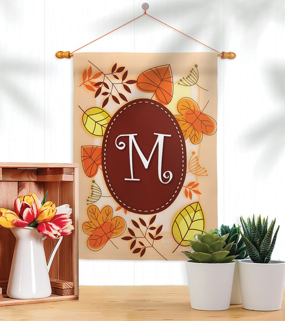 Autumn M Initial House Flag Set - 28x40