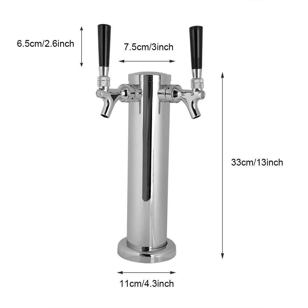 Stainless Steel Beer Dispenser - Commercial Grade Draft Beer Kegerator Tower Kit with Dual Faucet Tap, 2 Hose Beer Tower System for Home Bars, Pubs & Parties | Perfect for Serving Beer, Soda & Cold Beverages
